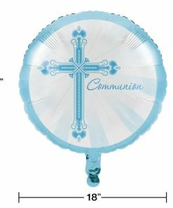 Creative Converting Religious Ceremony Decorations Blessings Blue Metallic Balloon, Communion (10/case)