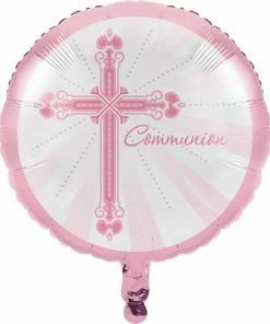 Creative Converting Blessings Pink Metallic Balloon, Communion (10/case)