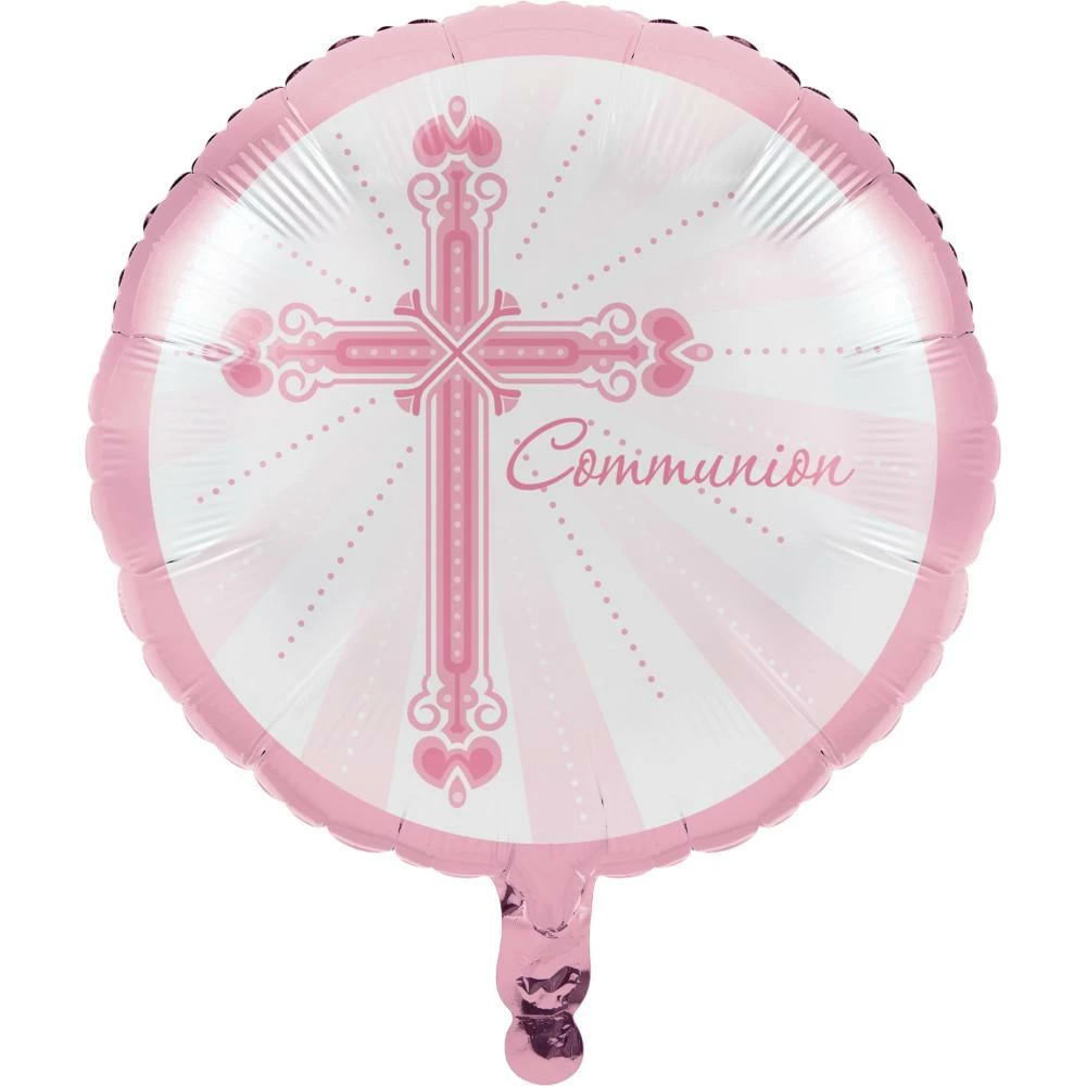 Creative Converting Blessings Pink Metallic Balloon, Communion (10/case)