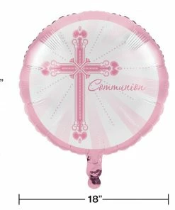 Creative Converting Blessings Pink Metallic Balloon, Communion (10/case)