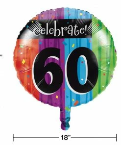 Creative Converting Adult Birthday Party Themes Milestone Celebrations 60th Metallic Balloon (12/case)