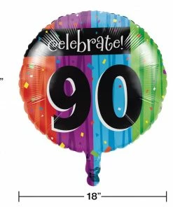 Creative Converting Milestone Celebrations 90th Metallic Balloon (12/case) Adult Birthday Party Themes