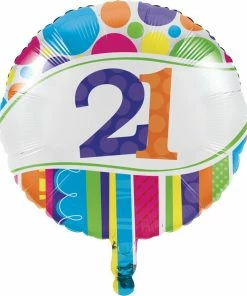 Creative Converting Adult Birthday Party Themes Bright And Bold Metallic Balloon, 21st (10/case)