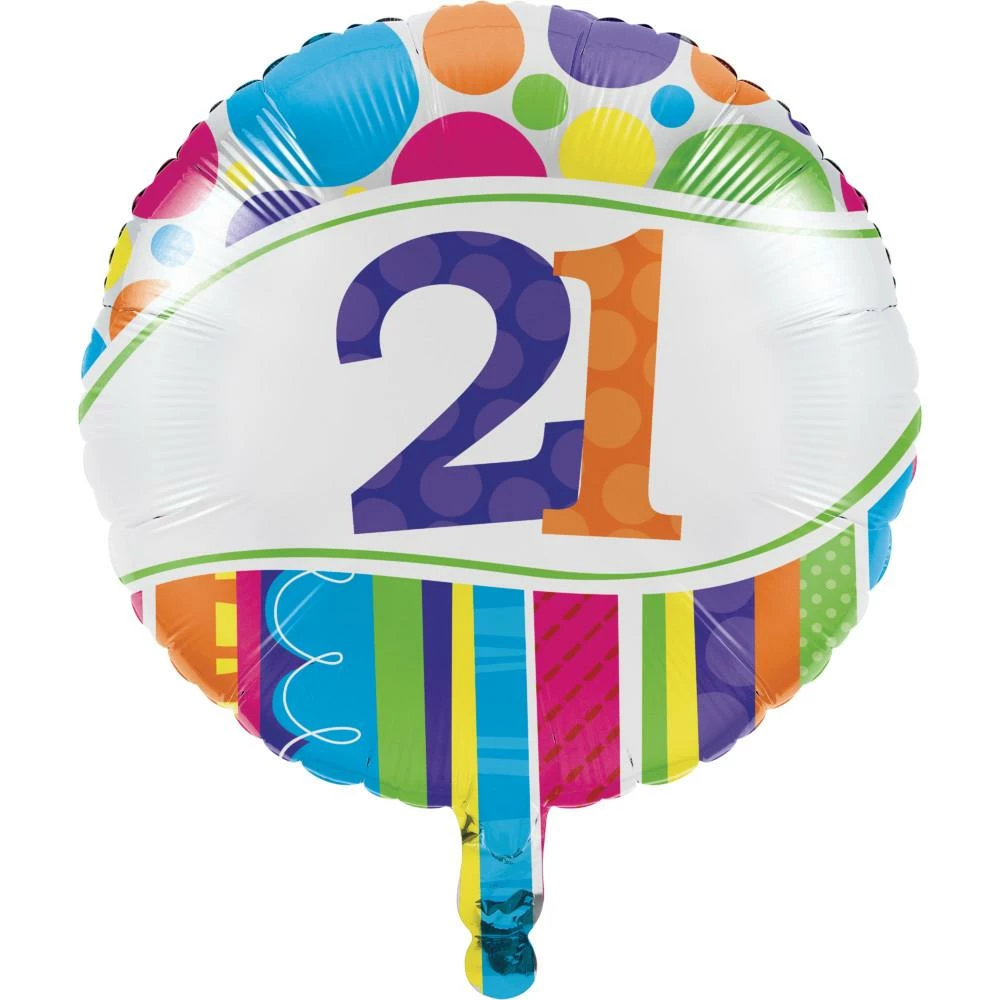 Creative Converting Adult Birthday Party Themes Bright And Bold Metallic Balloon, 21st (10/case)