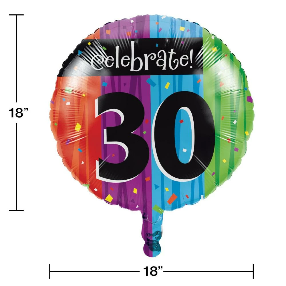 Creative Converting Milestone Celebrations 30th Metallic Balloon (12/case) Adult Birthday Party Themes