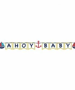Creative Converting Ahoy Matey! Ribbon Banner, Shaped, Ahoy Baby (6/case) Baby Showers