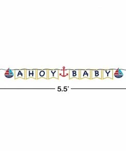 Creative Converting Ahoy Matey! Ribbon Banner, Shaped, Ahoy Baby (6/case) Baby Showers