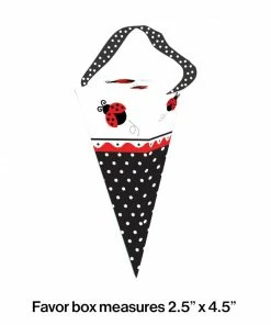 Creative Converting Ladybug Fancy Favor Boxes, Cone Shaped With Handle (72/case) Kids Birthday Party Themes