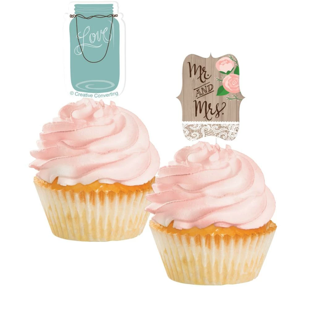 Creative Converting Rustic Wedding Cupcake Topper (144/case) Bridal And Wedding