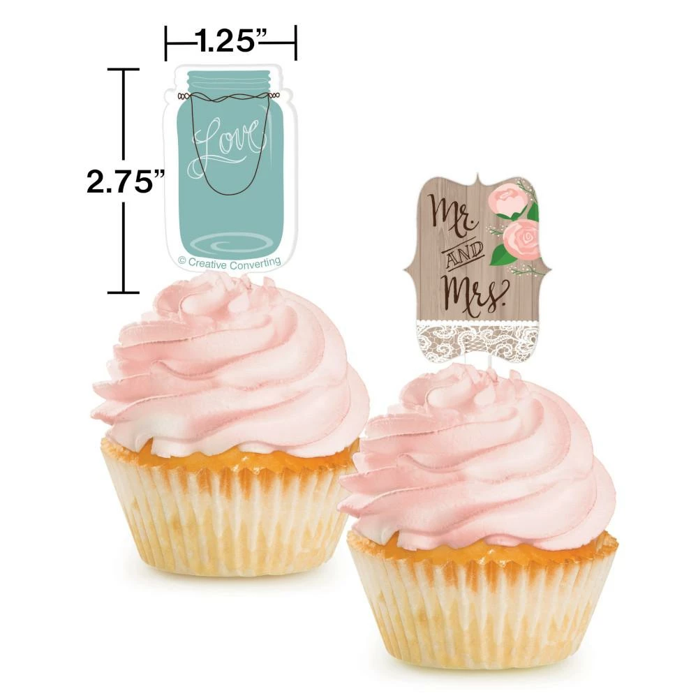Creative Converting Rustic Wedding Cupcake Topper (144/case) Bridal And Wedding
