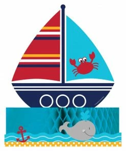 Creative Converting Ahoy Matey! Centerpiece, Honeycomb With Printed Band (6/case) Baby Showers