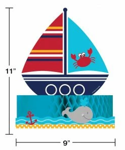 Creative Converting Ahoy Matey! Centerpiece, Honeycomb With Printed Band (6/case) Baby Showers