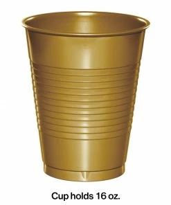 Creative Converting Glittering Gold Plastic Cups, 20 Ct Solid Color Tableware
