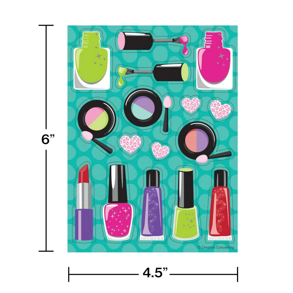 Creative Converting Sparkle Spa Party! Value Stickers (48/case) Kids Birthday Party Themes