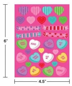 Creative Converting Valentine's Day Party Decorations Hearts And Candies Stickers (48/case)