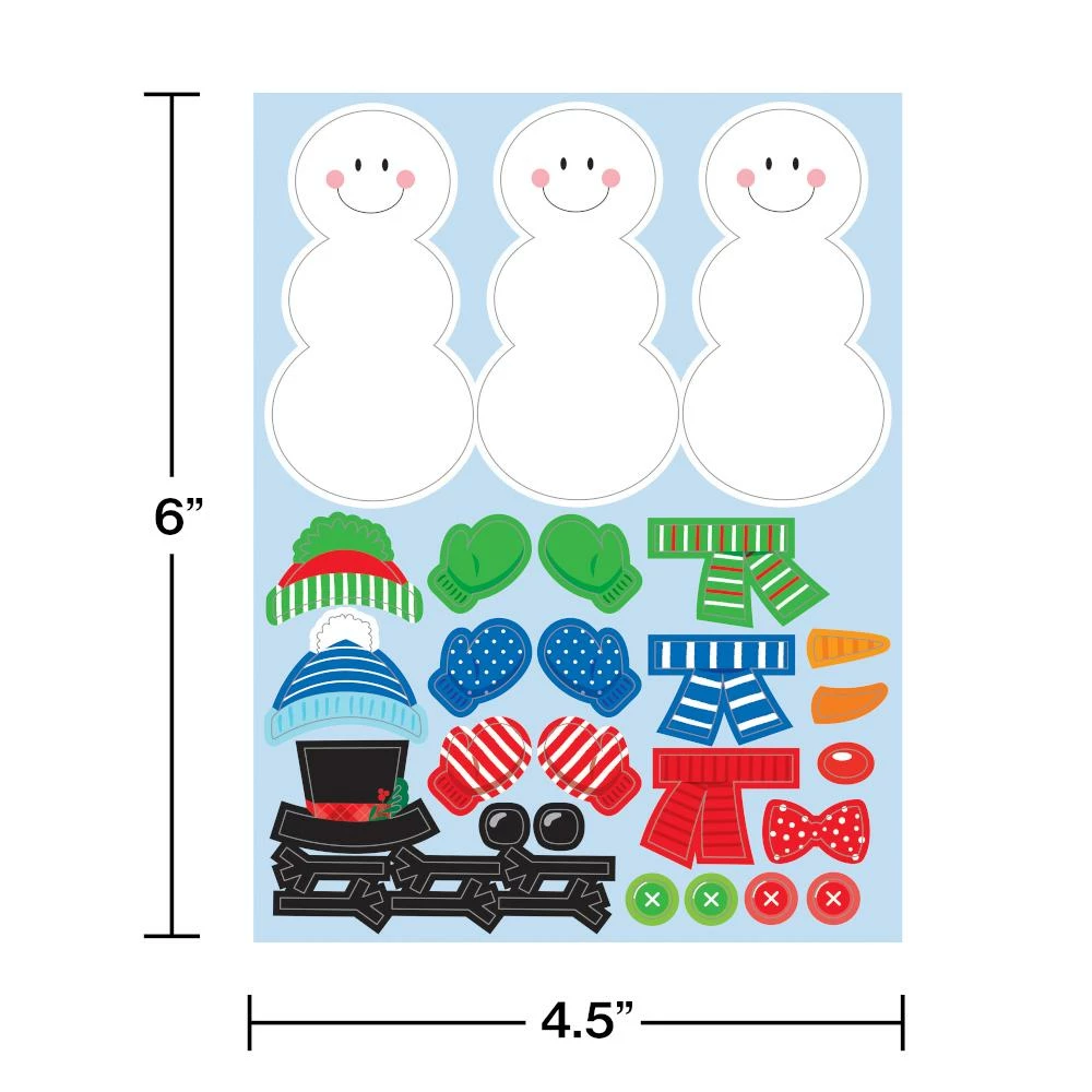 Creative Converting Build A Snowman Stickers, 4 Ct