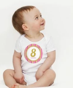 Creative Converting Baby Showers Baby's Pink Glitter Stickers Months (144/case)