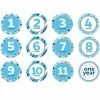 Creative Converting Baby's Blue Glitter Stickers Months (144/case) Baby Showers