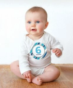 Creative Converting Baby's Blue Glitter Stickers Months (144/case) Baby Showers