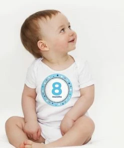 Creative Converting Baby's Blue Glitter Stickers Months (144/case) Baby Showers