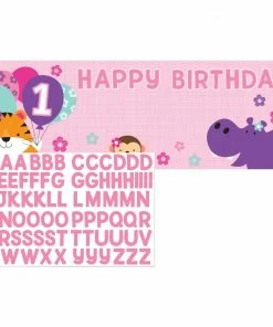 Creative Converting One Is Fun Girl Giant Party Banner With Stickers (6/case) 1st Birthday Party Themes