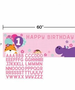 Creative Converting One Is Fun Girl Giant Party Banner With Stickers (6/case) 1st Birthday Party Themes