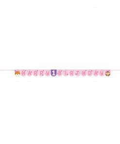 Creative Converting 1st Birthday Party Themes One Is Fun Girl Ribbon Banner Shaped (6/case)