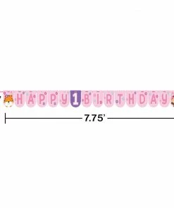 Creative Converting 1st Birthday Party Themes One Is Fun Girl Ribbon Banner Shaped (6/case)