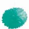 Creative Converting Fluffy Tissue Balls, Teal Lagoon (Case Pack Of 36) Solid Color Tableware