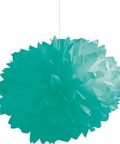 Creative Converting Fluffy Tissue Balls, Teal Lagoon (Case Pack Of 36) Solid Color Tableware