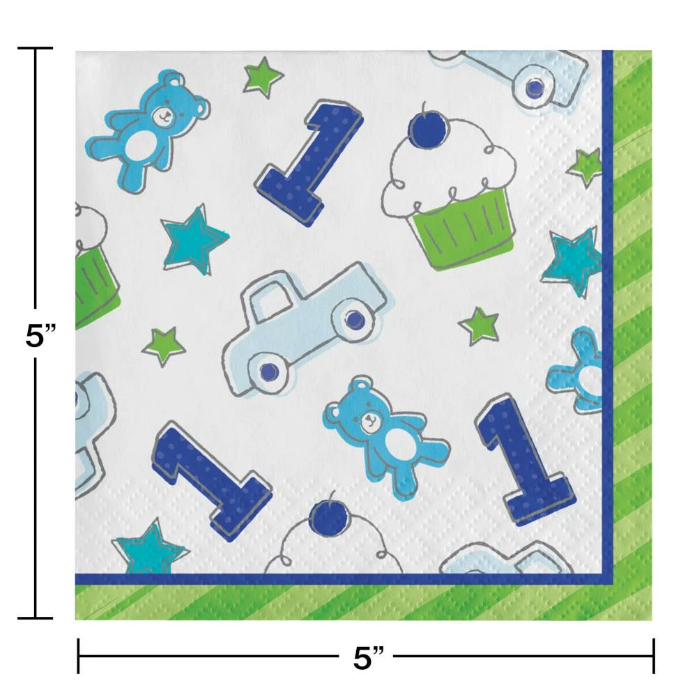Creative Converting 1st Birthday Party Themes Doodle 1st Birthday Beverage Napkin (Case Pack Of 192)