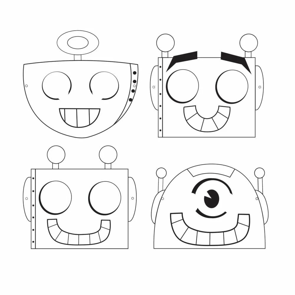 Creative Converting Kids Birthday Party Themes Party Robots Favor, Color-Your-Own Mask (Case Pack Of 72)