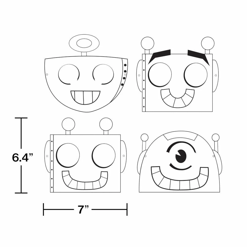 Creative Converting Kids Birthday Party Themes Party Robots Favor, Color-Your-Own Mask (Case Pack Of 72)