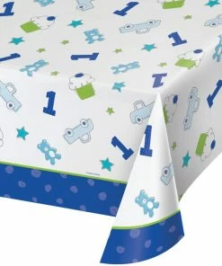 Creative Converting Doodle 1st Birthday Plastic Tablecover All Over Print, 54" X 102" (Case Pack Of 6) 1st Birthday Party Themes