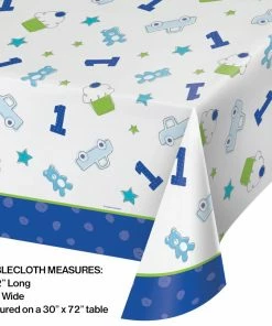 Creative Converting Doodle 1st Birthday Plastic Tablecover All Over Print, 54" X 102" (Case Pack Of 6) 1st Birthday Party Themes