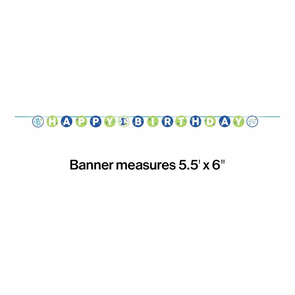 Creative Converting Doodle 1st Birthday Ribbon Banner Shaped (Case Pack Of 6) 1st Birthday Party Themes