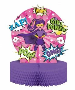 Creative Converting Kids Birthday Party Themes Girl Superhero Centerpiece Hc Shaped (Case Pack Of 6)