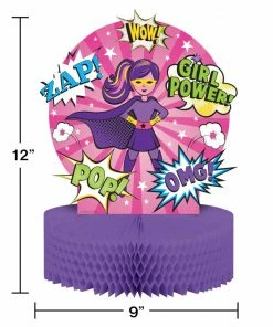 Creative Converting Kids Birthday Party Themes Girl Superhero Centerpiece Hc Shaped (Case Pack Of 6)