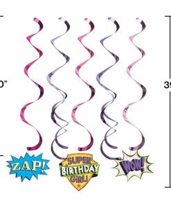 Creative Converting Girl Superhero Dizzy Danglers Assorted (Case Pack Of 30) Kids Birthday Party Themes