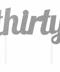 Creative Converting Silver Glitter Thirty Cake Topper (12/Case) Adult Birthday Party Themes