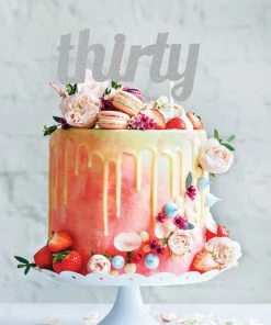 Creative Converting Silver Glitter Thirty Cake Topper (12/Case) Adult Birthday Party Themes