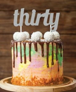 Creative Converting Silver Glitter Thirty Cake Topper (12/Case) Adult Birthday Party Themes