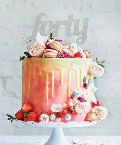 Creative Converting Adult Birthday Party Themes Silver Glitter Forty Cake Topper (12/Case)