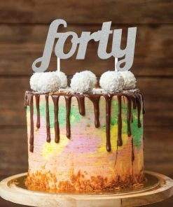Creative Converting Adult Birthday Party Themes Silver Glitter Forty Cake Topper (12/Case)