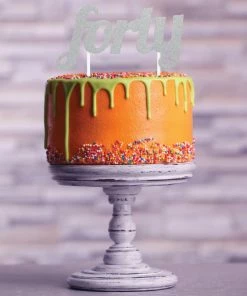 Creative Converting Adult Birthday Party Themes Silver Glitter Forty Cake Topper (12/Case)