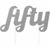 Creative Converting Silver Glitter Fifty Cake Topper (12/Case) Adult Birthday Party Themes