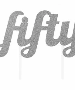 Creative Converting Silver Glitter Fifty Cake Topper (12/Case) Adult Birthday Party Themes