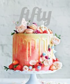 Creative Converting Silver Glitter Fifty Cake Topper (12/Case) Adult Birthday Party Themes