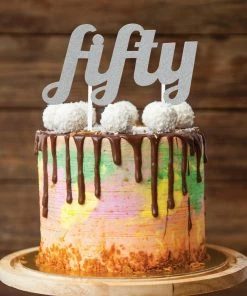 Creative Converting Silver Glitter Fifty Cake Topper (12/Case) Adult Birthday Party Themes