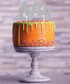 Creative Converting Silver Glitter Fifty Cake Topper (12/Case) Adult Birthday Party Themes